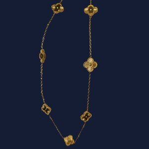 Gold tone - Hope, Faith, Love and Luck Clover Necklace 18 inches extends to 20
